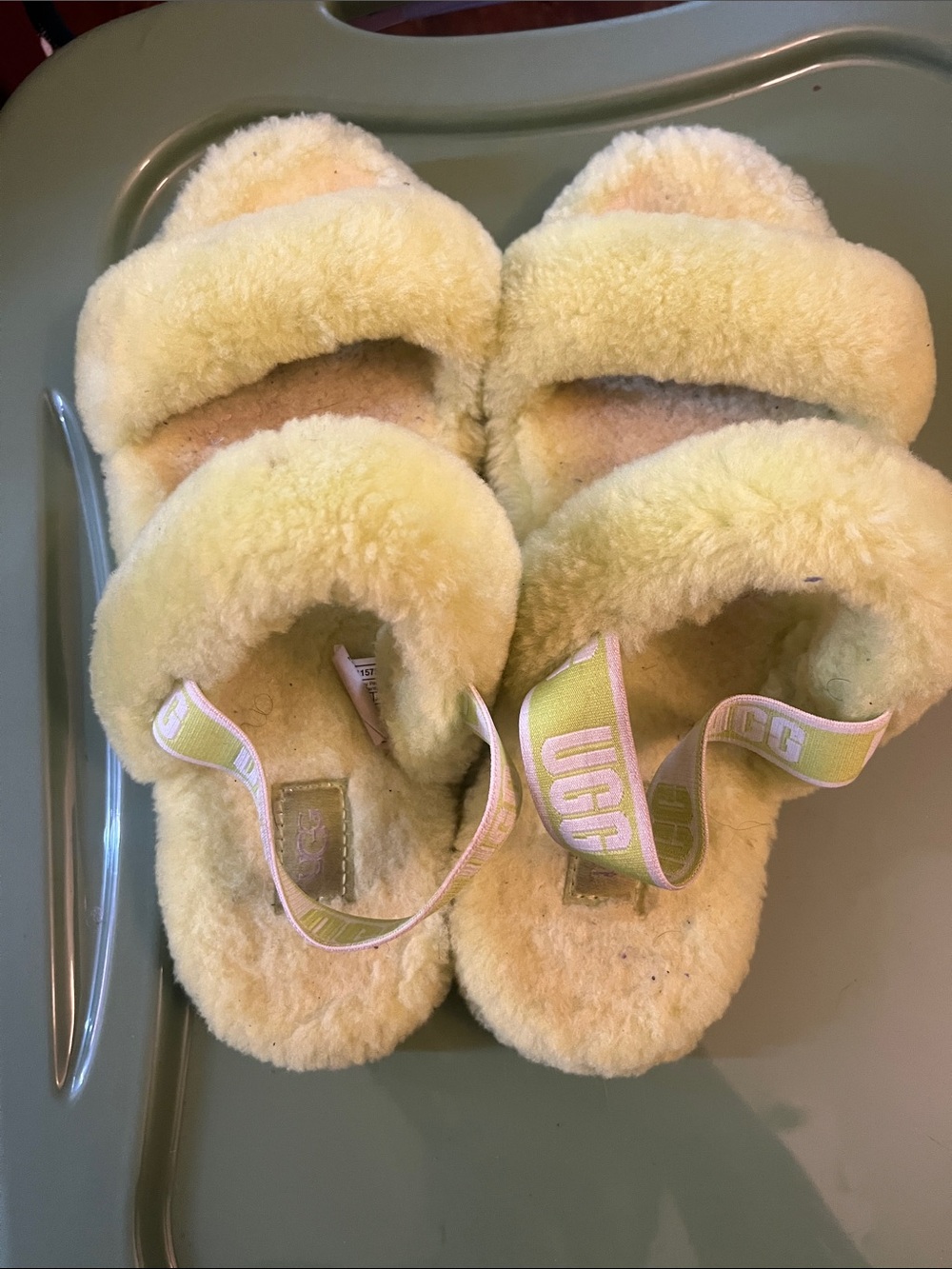 UGG Neon Shearling Fluff Slides